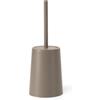 FERIDRAS Porta Scopino WC 13x36 cm Tortora in Plastica, Scopino Bagno Da Appoggio Design Tondo con Contenitore Chiuso - Linea Pop