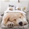 Meiju Mateju Parure Copripiumino con 3D AnimaleStampa Digitale e Federe in Microfibra Set di Biancheria da Letto per Letto Singolo Matrimoniale King (220x230cm,Cucciolo)