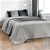 IlGruppone Trapuntino Matrimoniale Elegante Copriletto con Balza Applicata Trapuntatura Pinsonic Tinta Unita Due Piazze Coperta Letto Leggera Primavera Estate Trapunta - GrigioChiaro