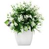 OFFIDIX Piante artificiali Mini fiori artificiali con vaso quadrato in plastica bianca Pianta finta per ufficio, decorazione domestica