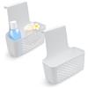Spetebo Cestino doccia da appendere bianco - Set di 2 scaffali doccia senza forature - Mensola sospesa in plastica per shampoo, sapone e gel doccia - Organizer da bagno con ganci per parete doccia