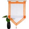 Devola, tende trasparenti in voile con design bicolore con nappa, per finestre, con cordoncino, altezza 140 x larghezza 45 cm, colore arancione