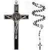 WANDIC 1 crocifisso nero da 19,1 cm, 1 collana con croce, croce cristiana da appendere alla parete con croce religiosa di Gesù, regalo cattivo per la casa e pregare