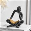 FJSPERM Pensatore nero Lettura Sculture per Home Decor, Moderno Mensola Arredamento Accenti Statue astratte Libreria Decorazione, Figure in resina per Soggiorno Ufficio Tavolino Decorazioni, Regali