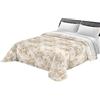 Tata Home Trapunta Invernale Piazza e Mezza 210x260 cm Imbottita 300 gr/mq Piumone Caldo Pesante Disegno Floreale Made in Italy MOD. Fiori Peonie Beige