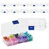 Juvale Confezione da 12 mini contenitori trasparenti con 10 divisori a griglia, piccole scatole in plastica per perline, bottoni, gioielli fai da te (6,3 x 12,7 cm)