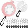 ZIOYANE Filo stendibiancheria retrattile da 10 m, resistente, portatile, per campeggio, viaggi, corda stendibiancheria regolabile con 20 clip e 10 ganci, per uso interno/esterno in giardino o bagno