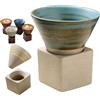 XRXRX Tazze da tè Giapponesi in Ceramica,Tazza da caffè in Ceramica con Base, Cilindriche, per tè Matcha, Vino, tè Bianco, caffè, Bevande, Imbuto A Canne Triangolare Vintage Tazza in Ceramica