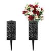 MiDube 2 vasi per cimitero con picchetto per fiori, in plastica, colore nero, da inserire per erba, vasi tomba