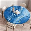 Treer Tovaglia Rotondo Antimacchia, 3D Marmo Mollettone Tavolo Rotondo in Poliestere con Bordo Eelastico, Lavabile Copritavolo Antiscivolo Tovaglia Tonda per Picnic Cucina Casa (Blu,80CM)