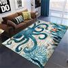 PEIHUODAN Tappeto Con Animali Marini Blu, Tappeto Da Soggiorno Con Granchio Tartaruga Octopus Tappeto Da Camera Da Letto Tappetino Per Bambini Tappetino Da Bagno Tappetino Da Cucina (Blu 1,100 x 150 cm)