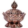 Lazmin Decorazione domestica della stanza dell'incensiere della statua del fiore del supporto dei bruciatori di incenso del loto cinese domestico(Bronzo rosso)