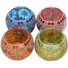 Pssopp Set di 4 Portacandele in Vetro a Mosaico, Decorativi per Tealight, Romantico Stile per Casa, Bar, Cena