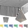 POPOYU 2 tovaglie a righe nere, tovaglie bianche e nere, 137 x 274 cm, per feste di compleanno, tovaglia rettangolare in plastica per picnic, Natale, decorazione per feste di compleanno