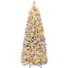 GYMAX 180 cm Albero di Natale Innevato, con 170 Luci LED Bianco Caldo, 517 Punte in PVC e Aghi di Pino, Base in Metallo, Decorazione Casa Ufficio, Folto Realistico