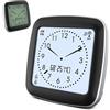 Fishtec - Sveglia digitale senza tic tac, silenziosa (senza lancette), display temperatura, data, tasso di umidità, 7 lingue, 2 allarmi, retroilluminazione, compatta, 9 cm