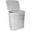 fantasie d oriente Cesto Porta Biancheria in Vimini 37x26x50 cm - Con Fodera in Tessuto Rimovibile, Intrecciato Bianco Decapato, Contenitore Elegante per Bagno, Camera e Lavanderia