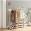 [en.casa] Stand Appendiabiti con Rotelle Organizzatore Guardaroba con Barra Porta Abiti Ripiani e Ganci Laterali Struttura Aperta in Bambù con Ruote 176 x 100 x 38 cm