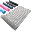METEOROCK Tappeto Vasca Antiscivolo in Silicone, 90 x 40 Cm Tappetino Vasca Antiscivolo con Ventosa & Grandi Fori di Drenaggio, Lavabile in Lavatrice, Accessori da Bagno Resistenti, Grigio Trasparente