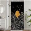 Uiiooazy Tenda Doccia Antimuffa, Tenda da Doccia Piccola 90x180cm Nero Boho Astratta Arancia Sole Montagna Stretta Tende de Bagno Tessuto Lavabile Impermeabile Tende per Vasca da Bagno con 6 Anelli