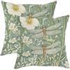 Generic Set di 2 federe per cuscini Vintage Libellula, morbide, con fiori selvatici verdi, per divani e letti, decorazione primaverile, quadrate, per soggiorno, camera da letto, 51 x 51 cm