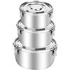 DMJJSD Set di 3 contenitori in acciaio inox con coperchio, dosatore in acciaio inox (660 ml/1040 ml/1590 ml), contenitore per alimenti, per adulti, per bambini, a prova di perdite, contenitore per