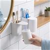 EHOENTROPY Portaspazzolino da parete, magnetico elettrico, porta spazzolini da denti senza foratura, porta spazzolini da denti per bagno e doccia con scarico e set di bicchieri