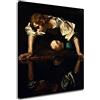 Grafic Quadro moderno Narciso di Caravaggio - Quadro stampa su tela canvas con o senza telaio (QUADRO CON TELAIO IN LEGNO, CM 50X60)
