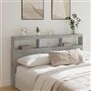 Festnight Testiera Letto Singolo, Testiera con Contenitore, Testiera Letto con Scomparti, Testiera per Libreria a LED Grigio Cemento 180x17x102 cm