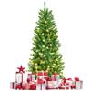 KOMFOTTEU Albero di Natale Artificiale 150/180/210 cm, Albero di Natale con Luci LED Incorporate e Supporto in Metallo, Christmas Tree con Rami in PVC, per Casa, Negozio, Ufficio, Feste (S)