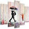 Giallobus - Quadro 5 Pannelli Art Board - Banksy - Pioggia di Colori - Legno MDF - 140x100
