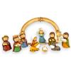 KORAT Presepe Natività 11 Pezzi con Scenario - Statuine in Resina Dipinte a Mano, Prodotto Artigianale, Pastori 6 cm, Set Natalizio Completo, Decorazione Presepe per Casa e Regalo di Natale