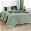 IlGruppone Trapuntino Matrimoniale Elegante Copriletto con Balza Applicata Trapuntatura Pinsonic Tinta Unita Due Piazze Coperta Letto Leggera Primavera Estate Trapunta - Salvia