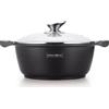 ROYALTY LINE, pentola alluminio 34 cm, rivestimento antiaderente Greblon marmorizzato, manici in silicone, gas, elettrico, ceramica, compatibile alogena - Marmo, 34 cm, grigio