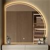 PHQCIV Specchio A Semicerchio, Specchio Da Bagno A LED Con Fronte E Retroilluminazione, 50cm|60cm|70cm|80cm Specchi Da Parete Dimmerabili,3000K/4000K/6000K 3 Colori Che Cam(Size:70cm,Color:Taglio a sinistra)
