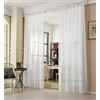 WOLTU Tenda Trasparente con Occhielli a 1 Pezzo, Finestra con Foulard in Lino ad Anello in Stile Rustico, per Soggiorno, Camera dei Bambini, Camera da Letto, 140 x 225 cm, Bianco