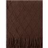 Blausky 1 coperta con nappa, copridivano, coperta per divano, coperta per divano, coperta a maglia, coperta per dormire, copriletto, coperta con frange, coperta multiuso per divano, bianco e caffè,