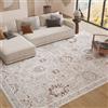 TAPISO Trend Tappeto a Pelo Corto - Tappeto Vintage di Alta qualità - Elegante Tappeto da Soggiorno in Crema Beige con Marrone e Grigio - Motivo Floreale - Oeko-Tex 80 x 150 cm
