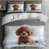 Generic Set Copripiumino Una Piazza e Mezza Barboncino Morbido Microfibra Biancheria da Letto Piccoli Animali Carini Stampa 3D Copripiumini 200x200 + 2 Federe 50x80 C-1938