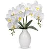 Hollyone Fiore artificiale di orchidea in vaso da 40 cm, grande pianta di orchidea finta con vaso in ceramica, decorazione finta Phalaenopsis per decorazione della casa, bagno, soggiorno