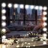 Habison Hollywood Specchio 80 x 60 cm con Bluetooth con 19 LED lampade, specchio per il trucco con uscita USB e ingrandimento 5 x specchio cosmetico Bluetooth, 3 luci di temperatura colore, touch
