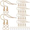 SOFPLATE 1 Scatola 150 Pezzi Fili per Orecchini Placcati In Vero Oro 18K Ganci per Orecchini In Acciaio Inossidabile Bulk Fili per Orecchie con Amo Da Pesce Francese con Dadi per Orecchie e Anelli per