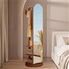 Generic Specchio ad Arco Girevole a 360° con Appendiabiti, in Legno Massiccio, 3 in 1 Specchio da Pavimento con ripiano portaoggetti e Ganci e aste, per Camera da Letto e Soggiorno