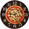 Horienteeon Orologio da parete a forma di pizza, orologio da cucina per fast food, in legno, accurato, decorativo, silenzioso, senza ticchettio, per camera da letto, soggiorno, cucina, rotondo, 25,4