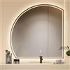 PHQCIV Specchio A Semicerchio, Specchio Da Bagno A LED Con Fronte E Retroilluminazione, 50cm|60cm|70cm|80cm Specchi Da Parete Dimmerabili,3000K/4000K/6000K 3 Colori Che Cam(Size:80cm,Color:Taglio destro)