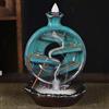 WANLIAN Incensore a riflusso, incensierato a cascata in ceramica con 40 coni di incenso + 30 bastoncini di incenso + 1 pinza + 1 cuscino per meditazione aromaterapia Home Decor, blu