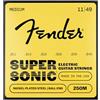 Fender Super 250 Guitar Strings for Electric Guitar, Nickel Plated Steel, Ball End, 250M Gauges .011-.049, (6)