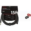 Fender 099-0820-085 Cavo Per Strumenti Serie Deluxe - 15 '- Str/Ang - Tweed Nero & Strap Block Security Lock End Pin
