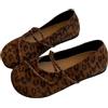 ZPLMIDE Mary Jane Flat, scarpe ortopediche in pelle scamosciata, con punta arrotondata, classiche, scarpe Mary Jane, scarpe casual da lavoro, Stampa leopardata, 0 UK Wide