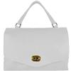FrasiBags Borsa Postina in Pelle, Borsa a Spalla con Borchie Laterali, Borsa Donna con Patta, Borsa in Pelle Donna Made in Italy (Bianco)